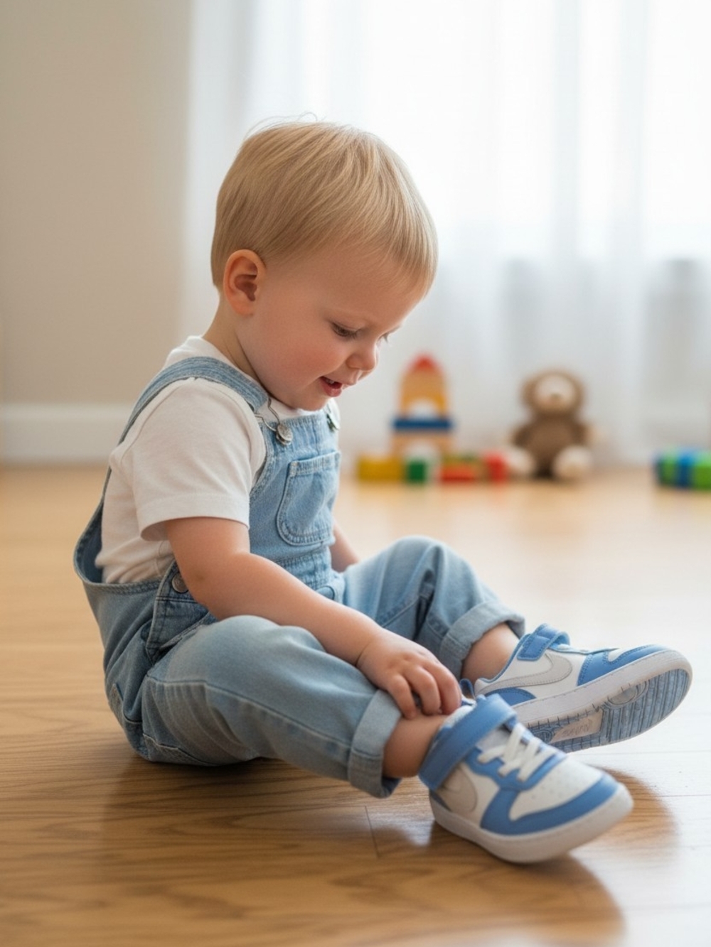 Nike Kids Blue and White Velcro Sneakers